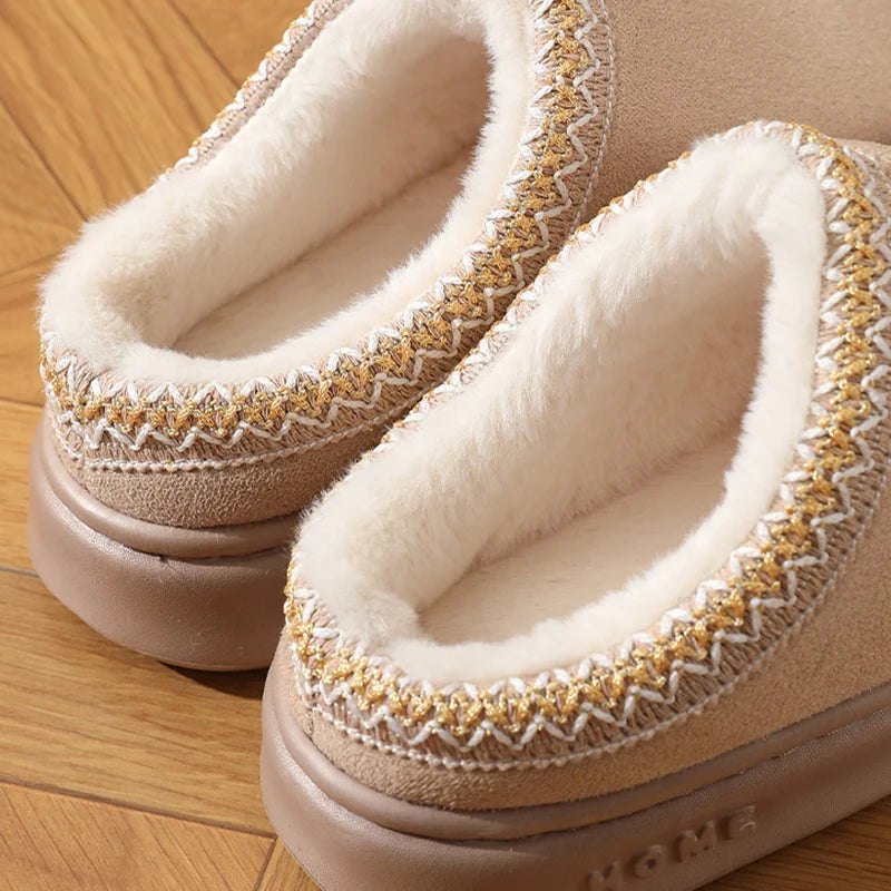 Modische Flauschige Plattform-Pantoffeln für Damen | Winter Plüsch & Warme Baumwollschuhe | Bequeme Rutschfeste Unisex Hausschuhe Kaufschwan®
