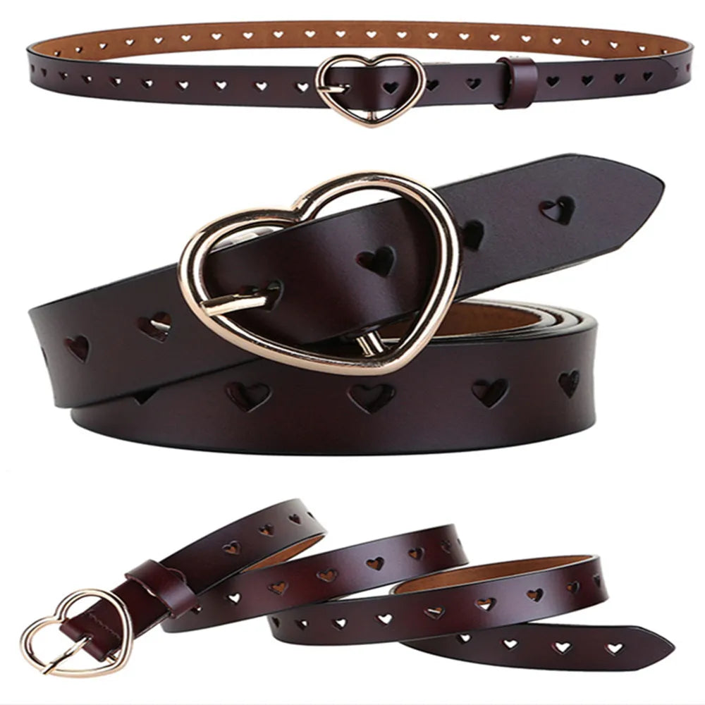 Damen Herz Gürtel – Schlicht & Hochwertig | Reiner Farbton Freizeitgürtel für Jeans, Hosen & Alltag
