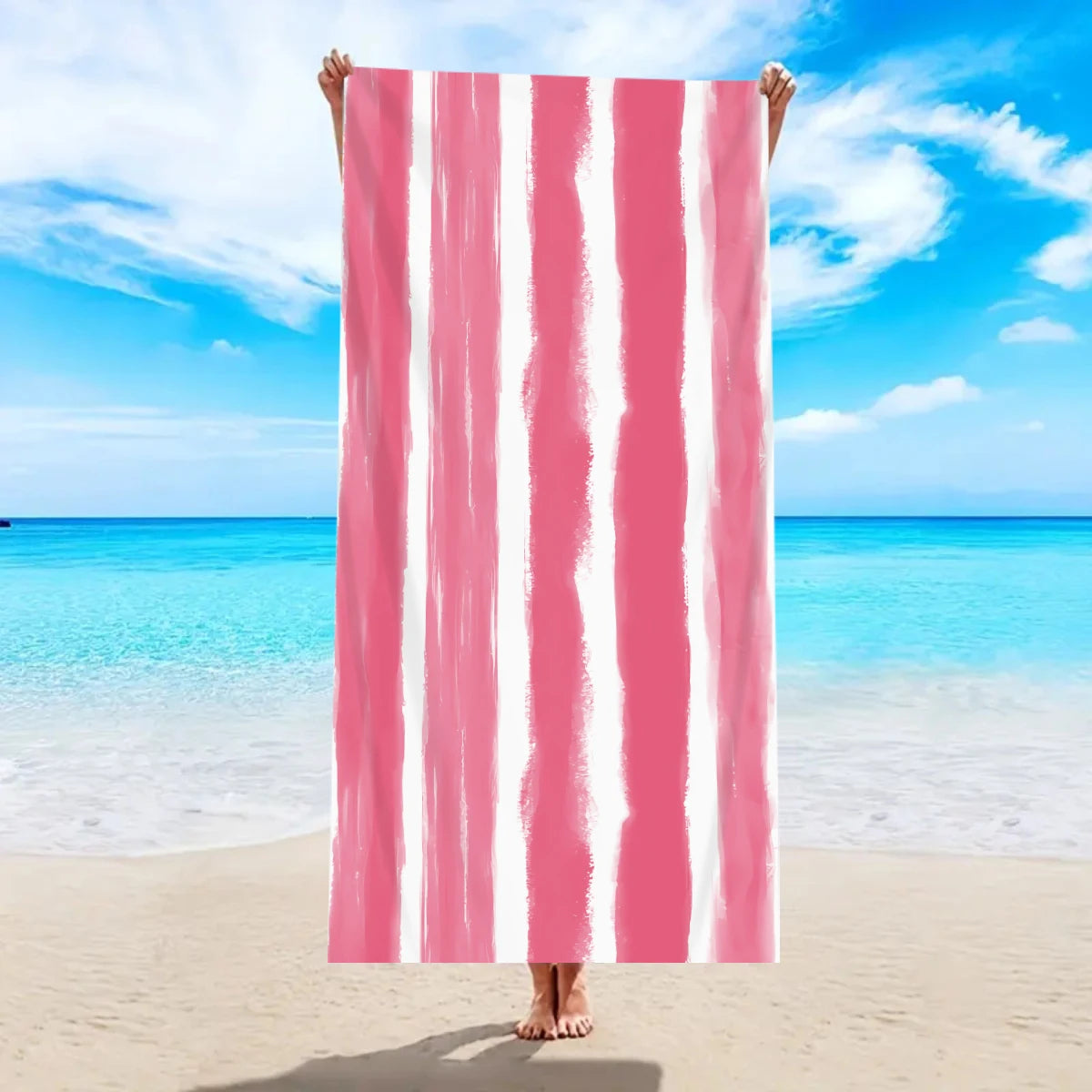 Modisches Großes Gestreiftes Strandtuch – Schnell Trocknend & Saugfähig | Weiches Schwimm- & Badehandtuch in Mehreren Farben
