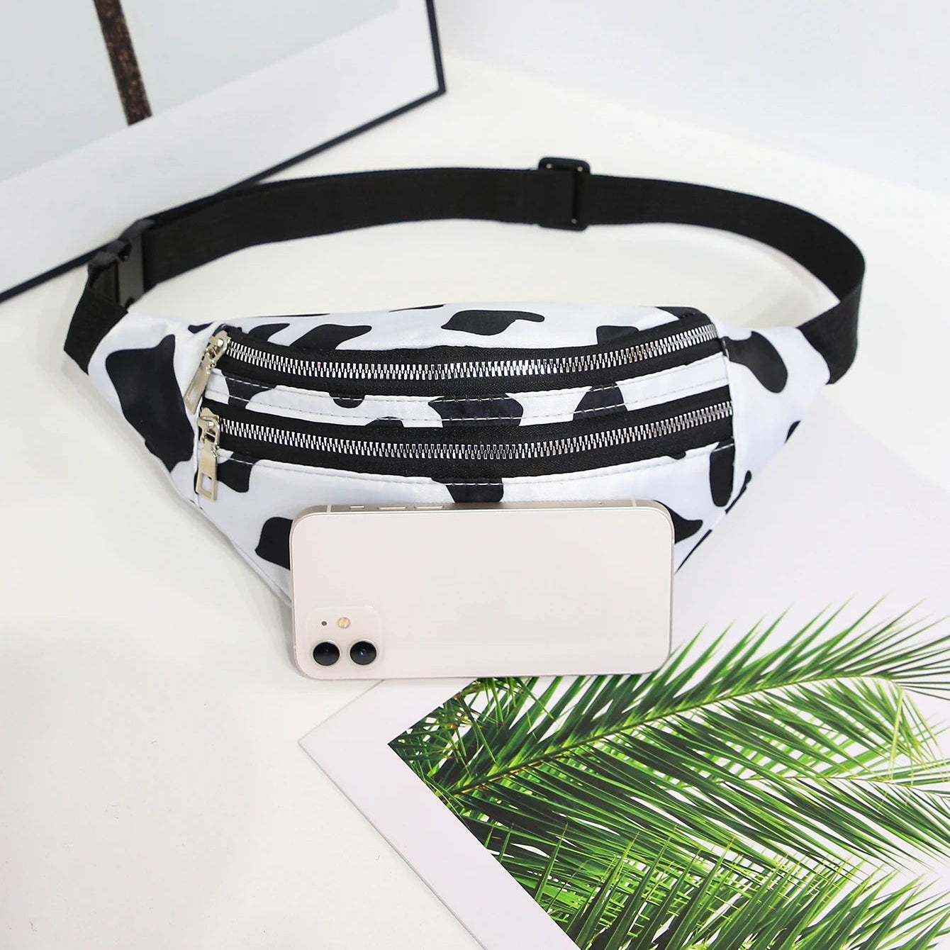 Kuhmuster Gürteltasche – Modische Damen Fanny Pack | Crossbody Messenger Bag, Sport Brusttasche & Reise Hüfttasche Kaufschwan®