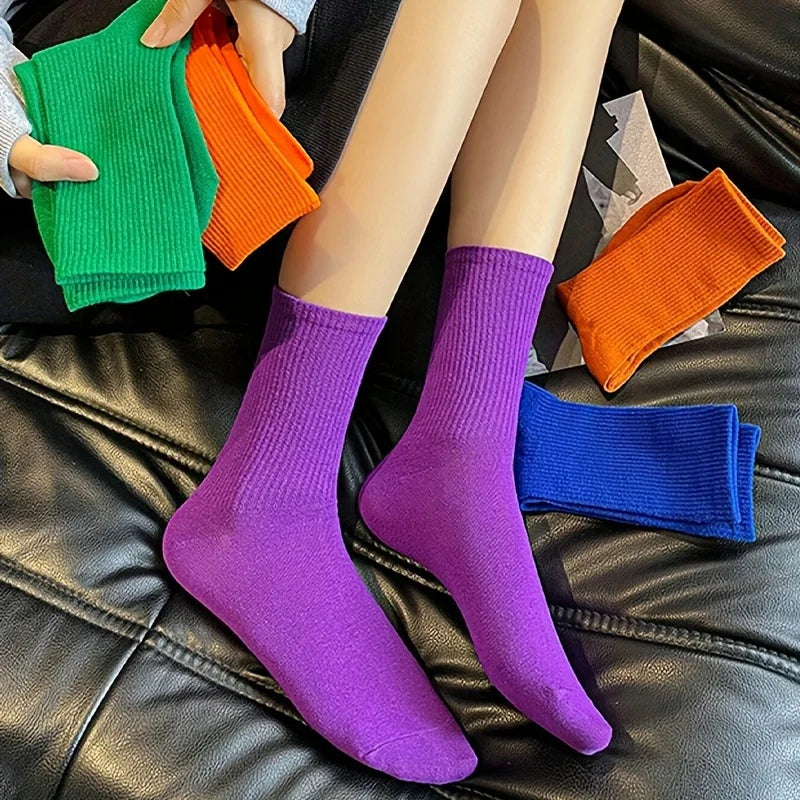 10/20 Paare Bonbonfarbene Kniesocken | Unisex Streetstyle Sport Mittellang für Herbst & Winter | Damen Strümpfe & Hosiery Kaufschwan®