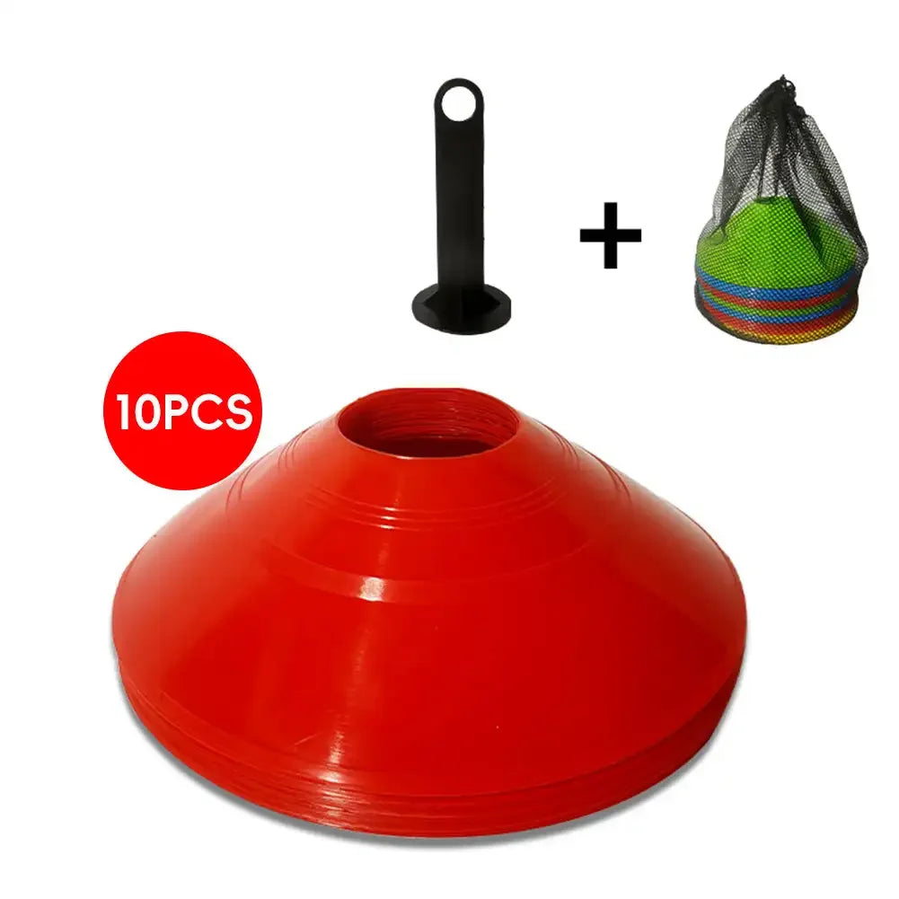 10er Set Trainingskegel – Fußball & Agility Trainingsausrüstung für Kinder & Profis | Sportmarkierungen für Geschwindigkeits- & Koordinationsübungen Kaufschwan® 10 Stück Rot Set