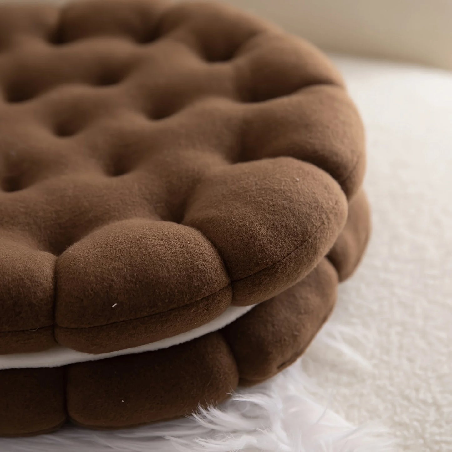 Vintage Kunstfell Keks-Sandwich Kissen | Weiches Kuscheliges Dekokissen | Heim & Büro Dekor | Geschenk für Weihnachten & Geburtstag Kaufschwan®