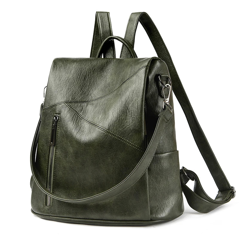 Leder Rucksack | Damen Vintage Schultertasche | Hochkapazitiver Reise- & Schulrucksack