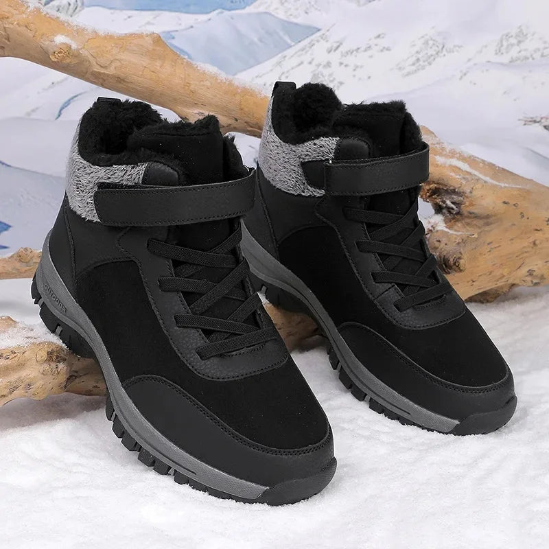 Gefütterte Winterstiefel für Damen & Herren – Wasserdichte Outdoor Schneestiefel | Rutschfeste Kurzschaft-Bergschuhe mit Warmem Fleecefutter Kaufschwan® 36 Schwarz