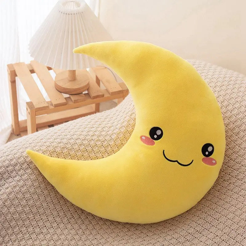 Mond Plüschkissen im Himmelstil | Weiches Süßes Mond Kissen | Baby Kuscheltier, Wurfkissen für Zuhause, Kinder & Weihnachtsgeschenk Kaufschwan® Gelb-25cm