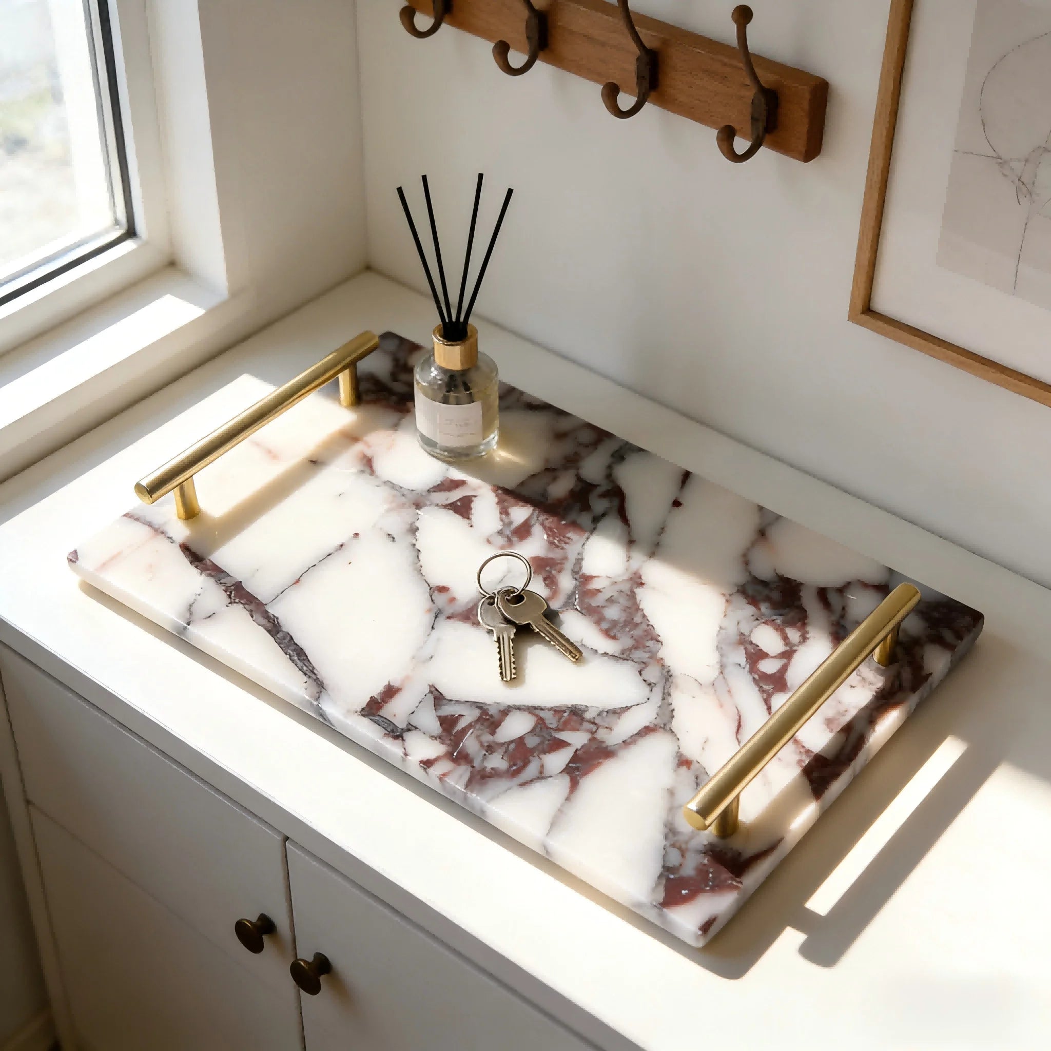 Marmor Badezimmer-Tablett – Eleganter Naturstein Organizer für Waschti – Kaufschwan®