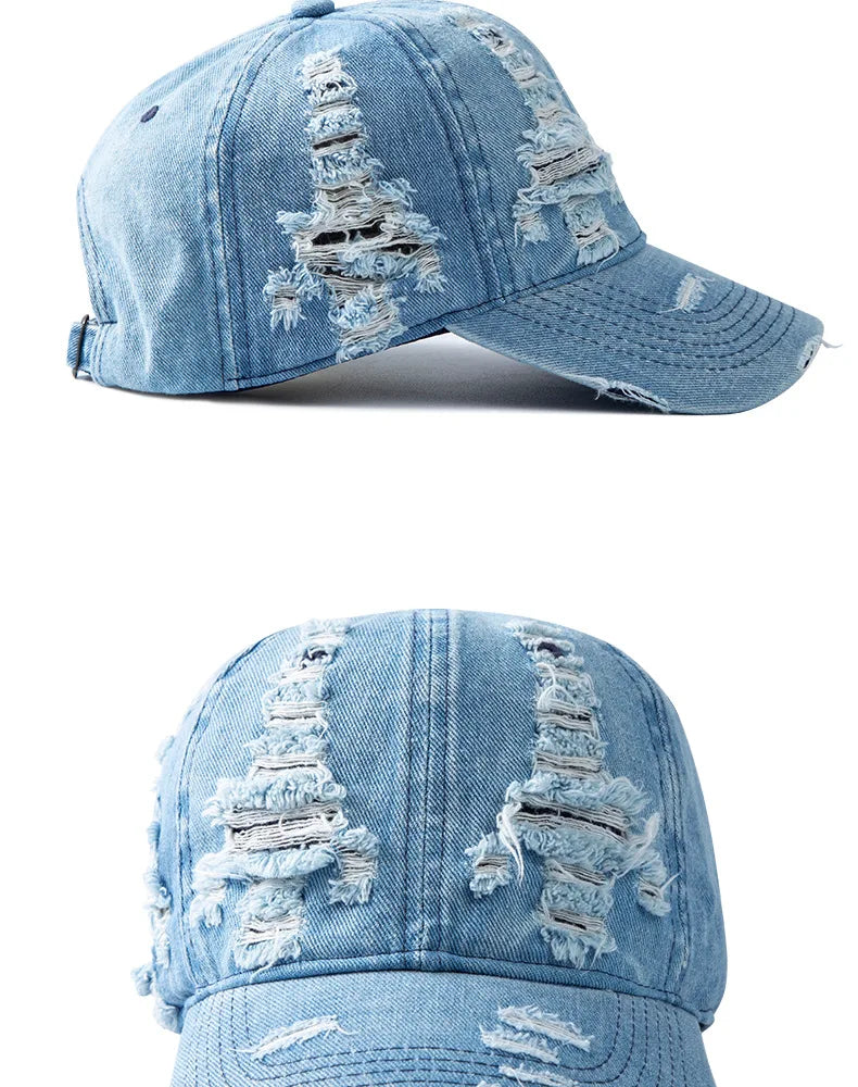 Baseballkappe aus Gewaschenem Denim | Vintage Snapback Kappe für Damen & Herren | Atmungsaktive Verstellbare Sonnenkappe für Frühling & Sommer Kaufschwan®