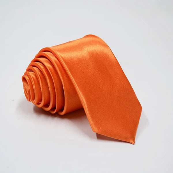 Herren Schmale Krawatte – 38 Farben Polyester-Krawatte | Elegante Einfarbige Cravate für Business, Büro & Formelle Anlässe Kaufschwan® Orange