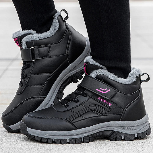 Damen Winterstiefel – Designer Wasserdichte Plateau Stiefeletten im Australischen Stil | Luxus Lederoptik mit Kunstfell Futter