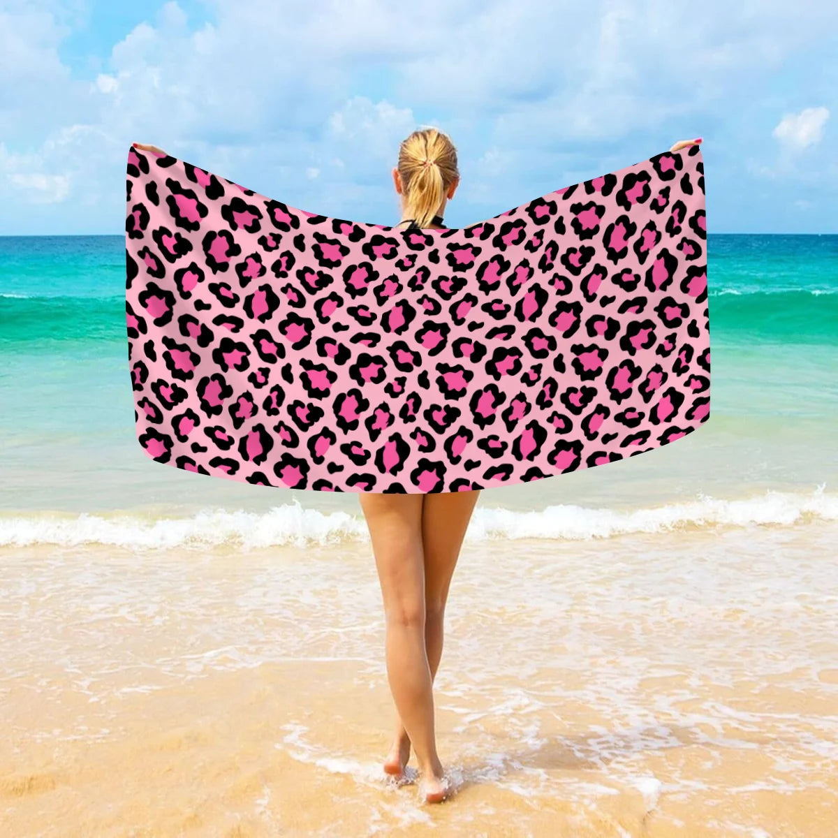 Modisches Strandtuch mit Leopardenmuster – Schnell Trocknend & Saugfähig | Multifunktionales Mikrofaser Handtuch für Sport, Schwimmen & Yoga