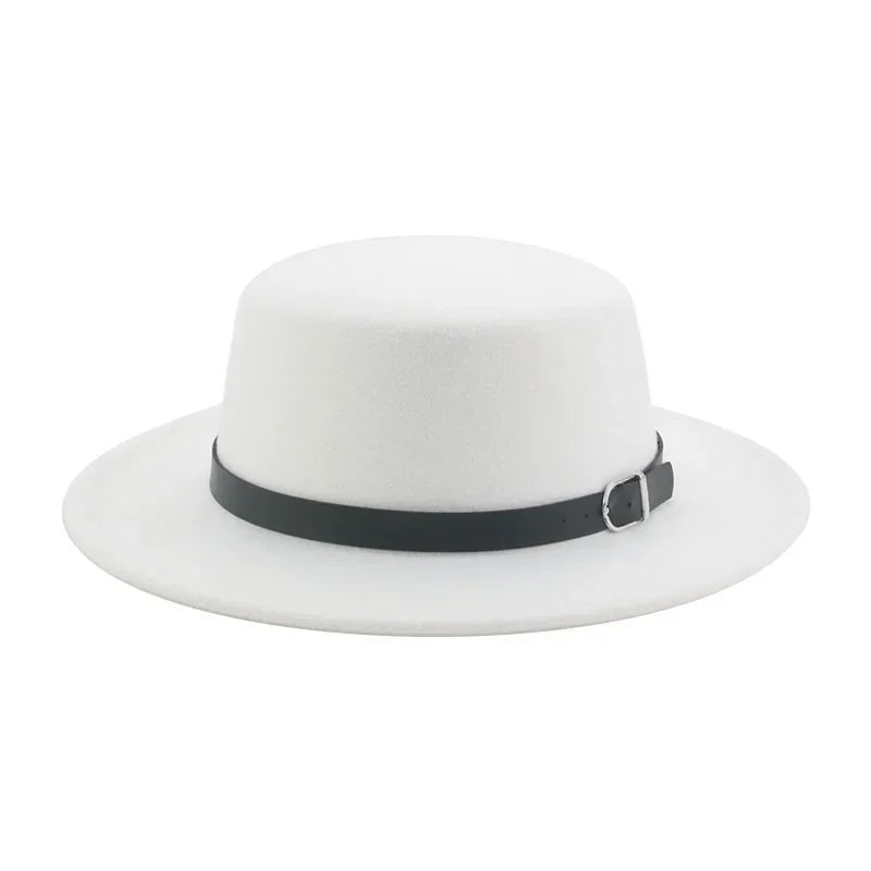 Gefilzter Herren Hut – Einfarbiger Klassischer Fedora mit Gürtelband, Casual & Formeller Winterhut Kaufschwan® Weiß 56-58cm