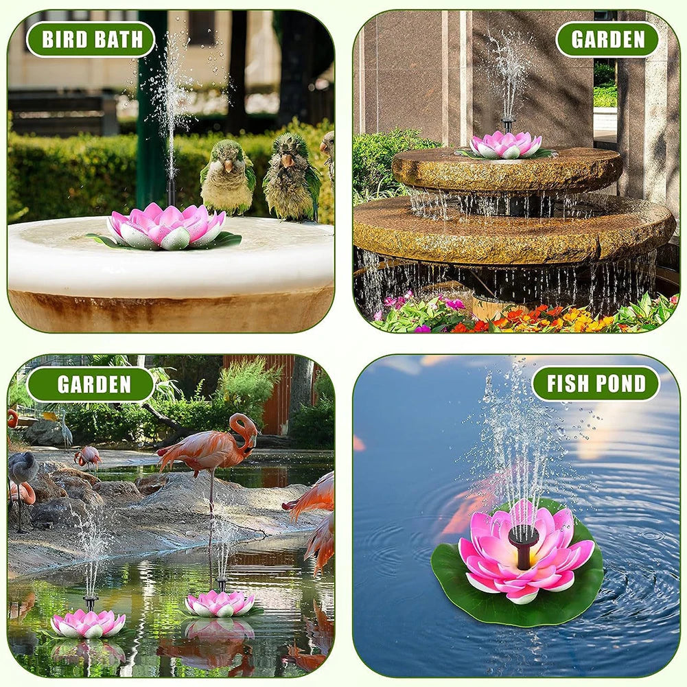Solar-Lotus-Fontäne – Schwimmende Solar-Vogelbad-Lotusblume | Gartenbrunnen & Teichdekoration für Außenbereiche Kaufschwan®