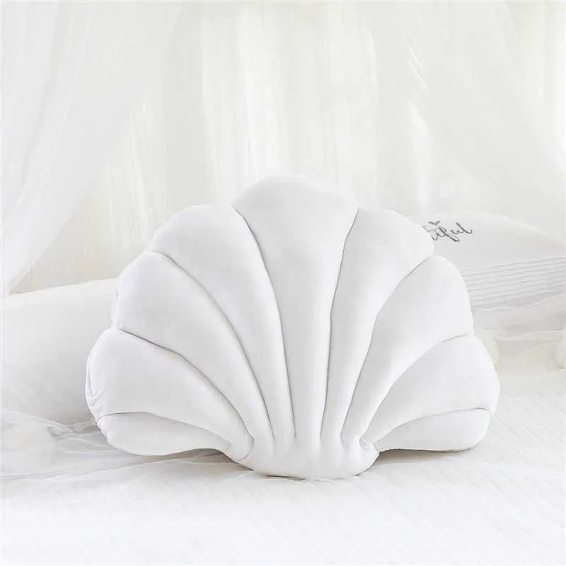 Velours Kissen mit Füllung für Wohnkultur | Sofa Kissen mit Muschel Design | Geschenk | 32x25cm