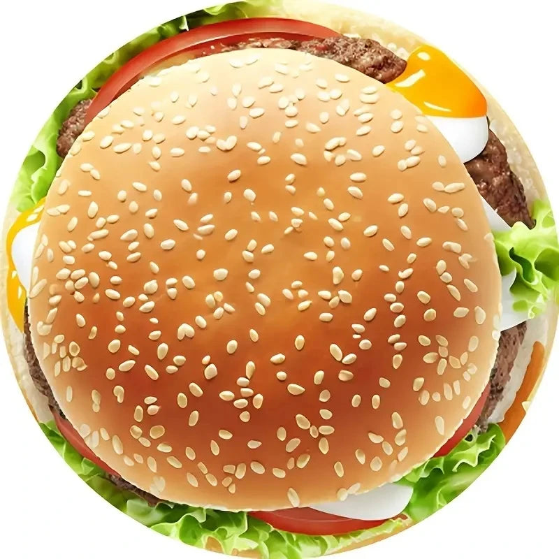 Hamburger Motiv Decke – Lustige Flanell Runddecke, Weiche Warme Kuscheldecke für Sofa, Bett, Büro oder Couch Kaufschwan®