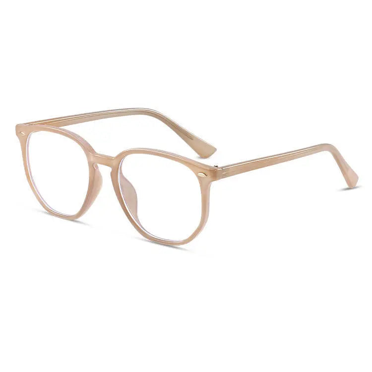 Transparent Computer Glasses Frame Women Men Anti Blue Light polygon square Eyewear Blocking Glasses Optical Spectacle Eyeglass Kaufschwan® Milk tea color CN