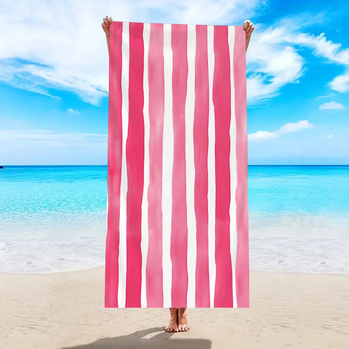 Modisches Großes Gestreiftes Strandtuch – Schnell Trocknend & Saugfähig | Weiches Schwimm- & Badehandtuch in Mehreren Farben