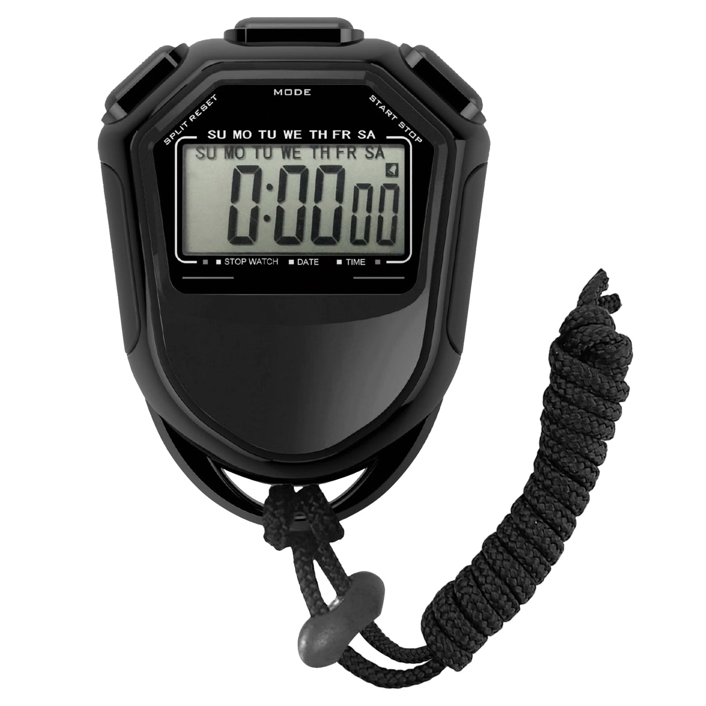 Wasserdichte Digitale Stoppuhr – Handheld LCD Sport Timer mit Band | Chronograph Zähler für Schwimmen, Laufen & Fußballtraining Kaufschwan® Schwarz