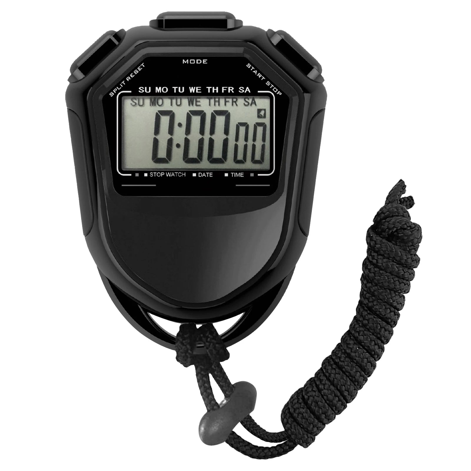 Wasserdichte Digitale Stoppuhr – Handheld LCD Sport Timer mit Band | Chronograph Zähler für Schwimmen, Laufen & Fußballtraining Kaufschwan® Schwarz