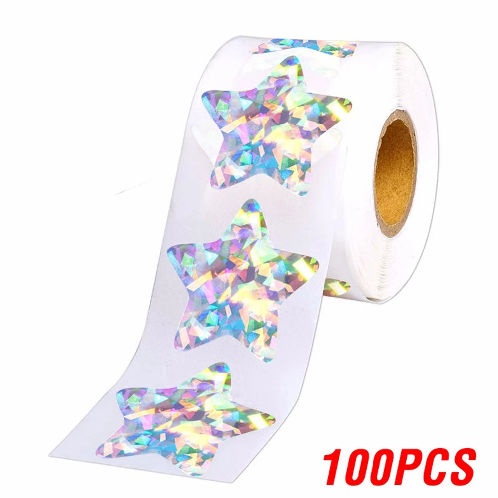 50–500 Stück Silberne Folien-Sternaufkleber – Holografische Belohnungs-Sticker für Kinder, Lehrer & Bastelarbeiten | Glänzende Sterne für Dekoration & Unterricht