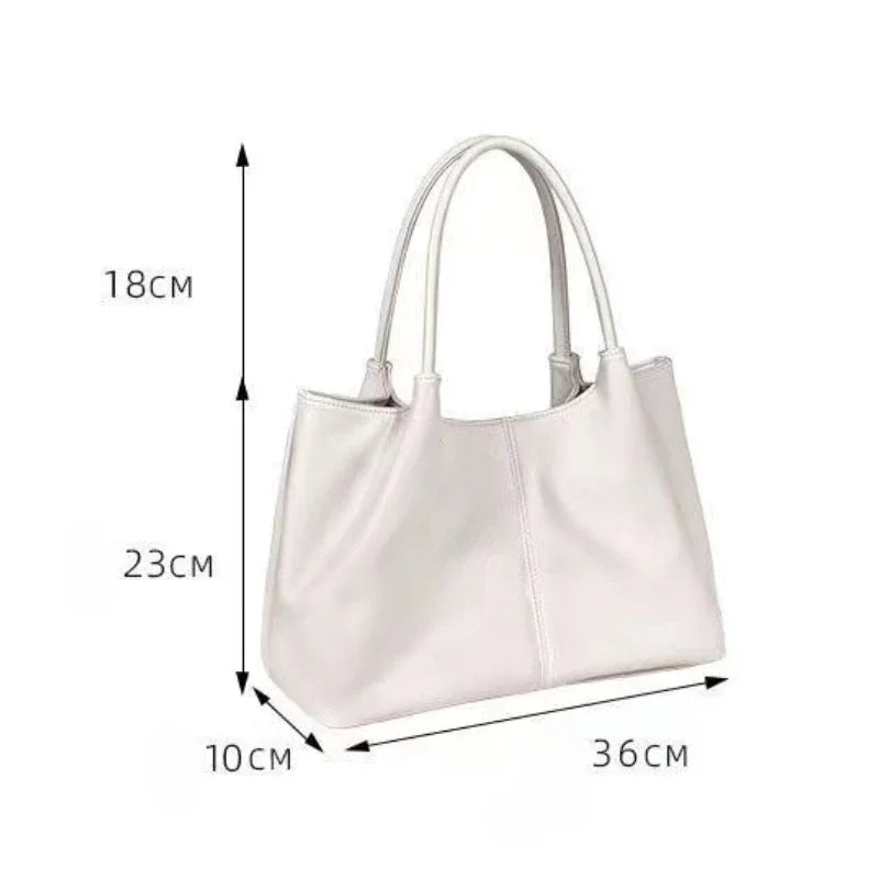 Schlichte Weiße Schultertasche – Damen Kunstleder Underarm Tote | Große Kapazität Handtasche für Schule, Studium & Shopping Kaufschwan®