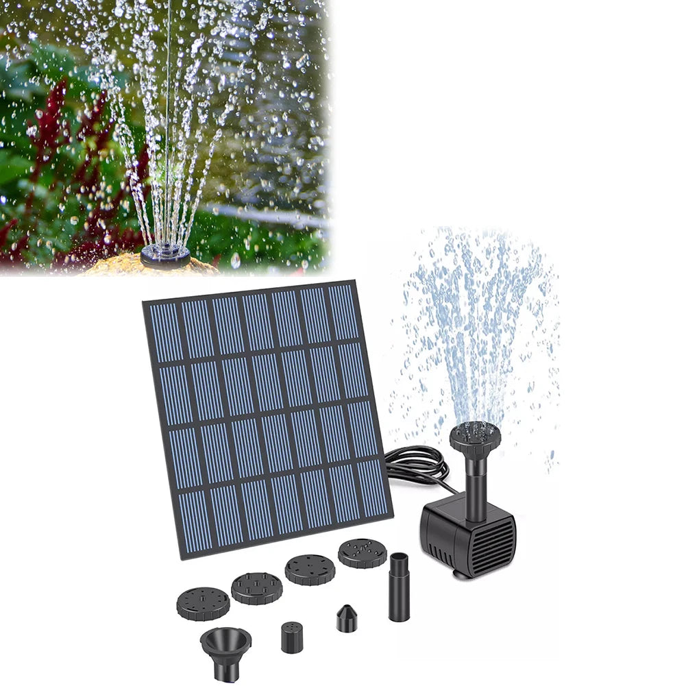 Solar-Wasserbrunnenpumpe mit Düsen – Solar-Teichpumpe Set | Für Garten, Pool, Teich & Aquarium Kaufschwan®