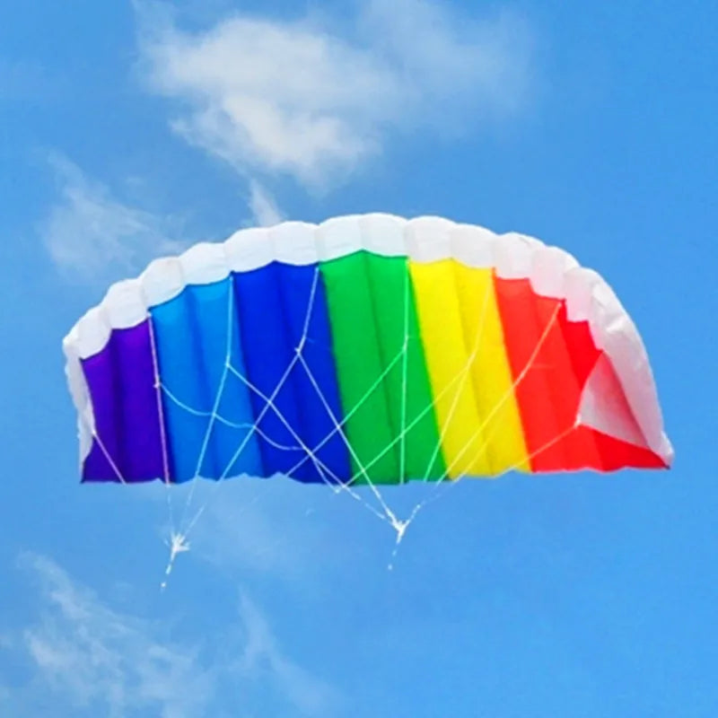 Zweileiner-Matratzendrachen aus Nylon – Lenkbarer Winddrachen für Anfänger, Strand und Sportliche Freizeit im Freien Kaufschwan® Regenbogen-Doppellinie
