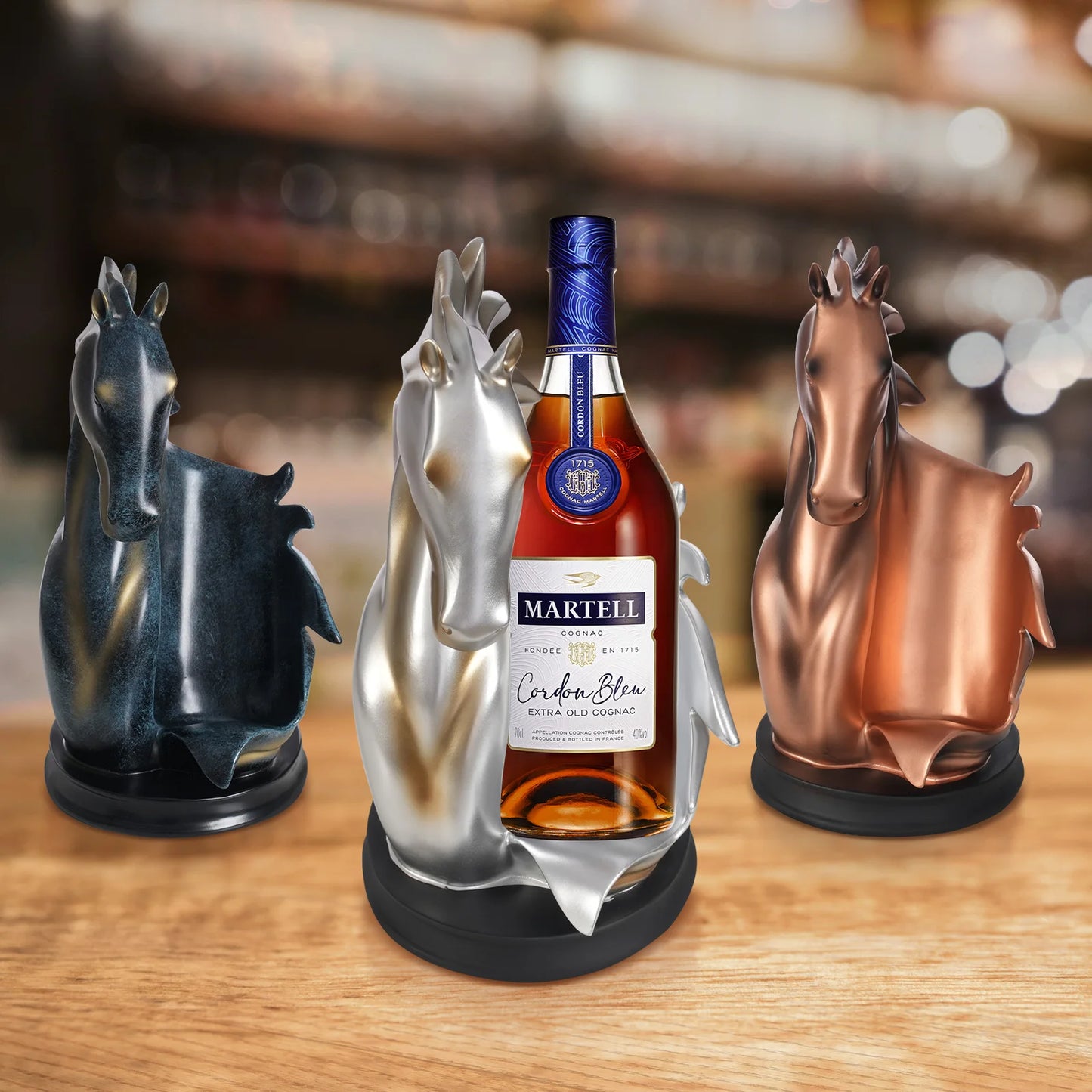 Pferdeskulptur Weinflaschenhalter – Eleganter Flaschenständer | Multifunktionaler Weinregal & Wohn-Deko Halter