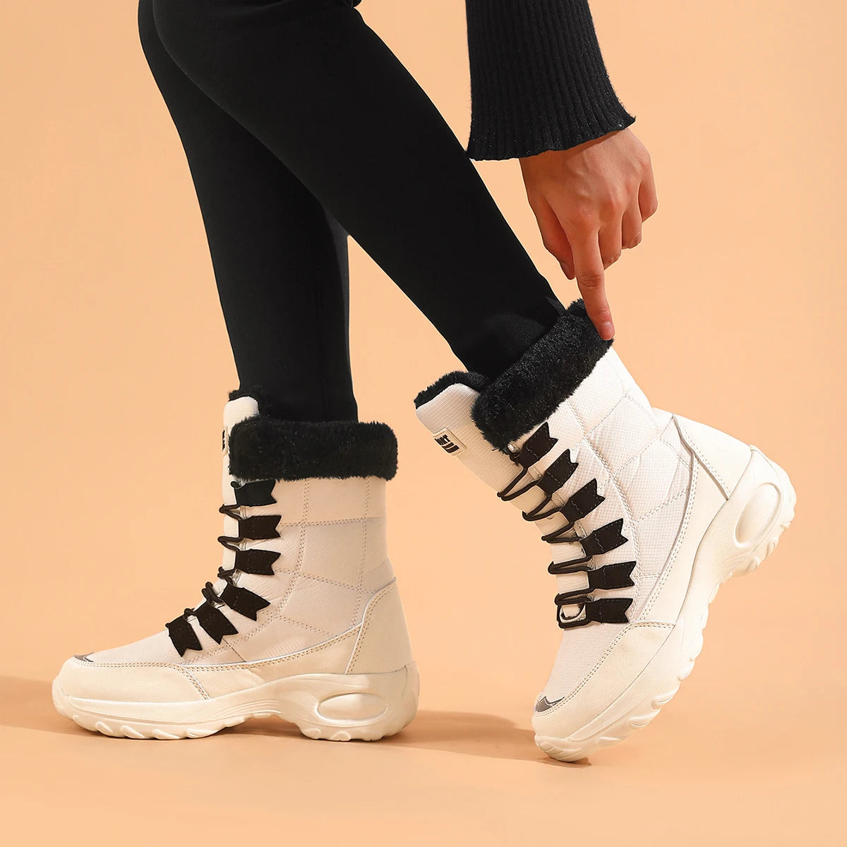 Damen Winter Schneestiefel – Wasserdichte Mittelhohe Stiefel | Hochwertige Kunstfell Gefütterte Wanderstiefel für Damen