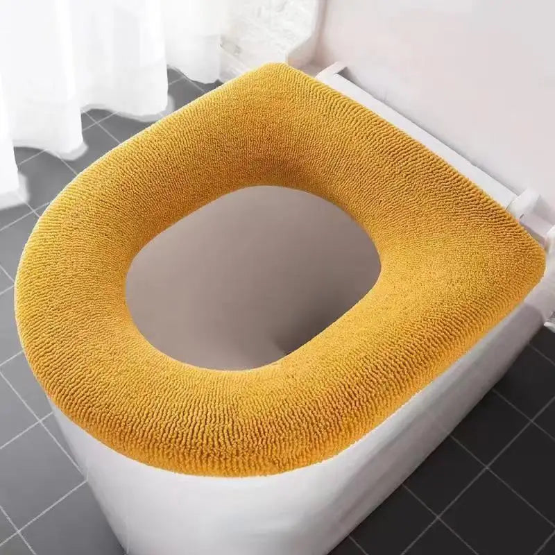 Universaler Toilettensitzbezug – Weiche Warme WC-Sitzauflage | Kürbis-Muster Badezimmer-Toilettenpolster Kaufschwan® Gelb