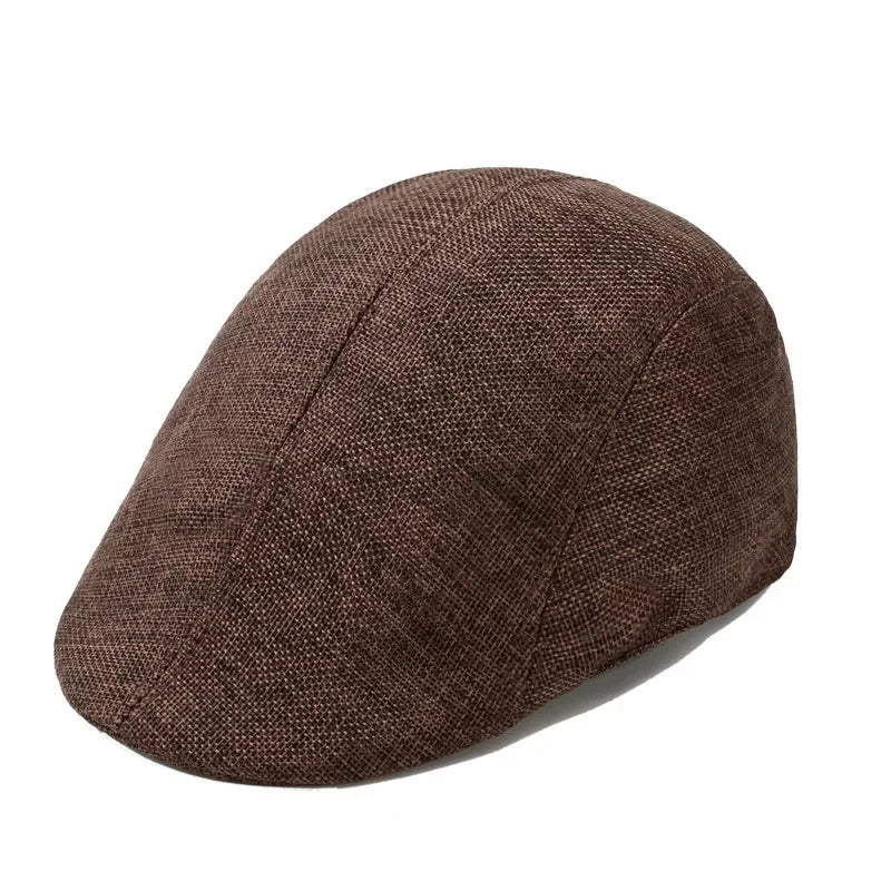 Herren Vielseitige Baumwoll-Leinen Barett Mütze | Frühling & Herbst Britische Retro Duckbill Cap | Atmungsaktive Maler Kappe Mode Accessoire Kaufschwan® Alle Werften Dunkles Curry