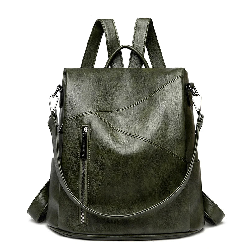 Leder Rucksack | Damen Vintage Schultertasche | Hochkapazitiver Reise- & Schulrucksack