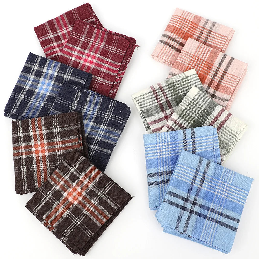 6er Set Herren Taschentücher – Gemischte Farben Kariert & Gestreift, Polyester-Baumwolle, Klassischer Vintage Stil 36×36CM Kaufschwan®
