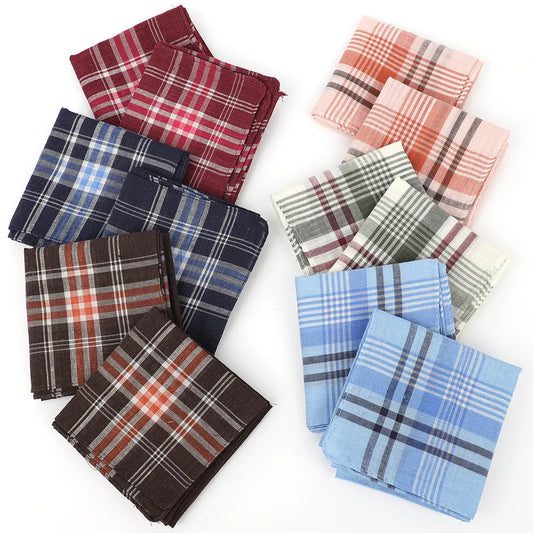 6er Set Herren Taschentücher – Gemischte Farben Kariert & Gestreift, Polyester-Baumwolle, Klassischer Vintage Stil 36×36CM Kaufschwan®