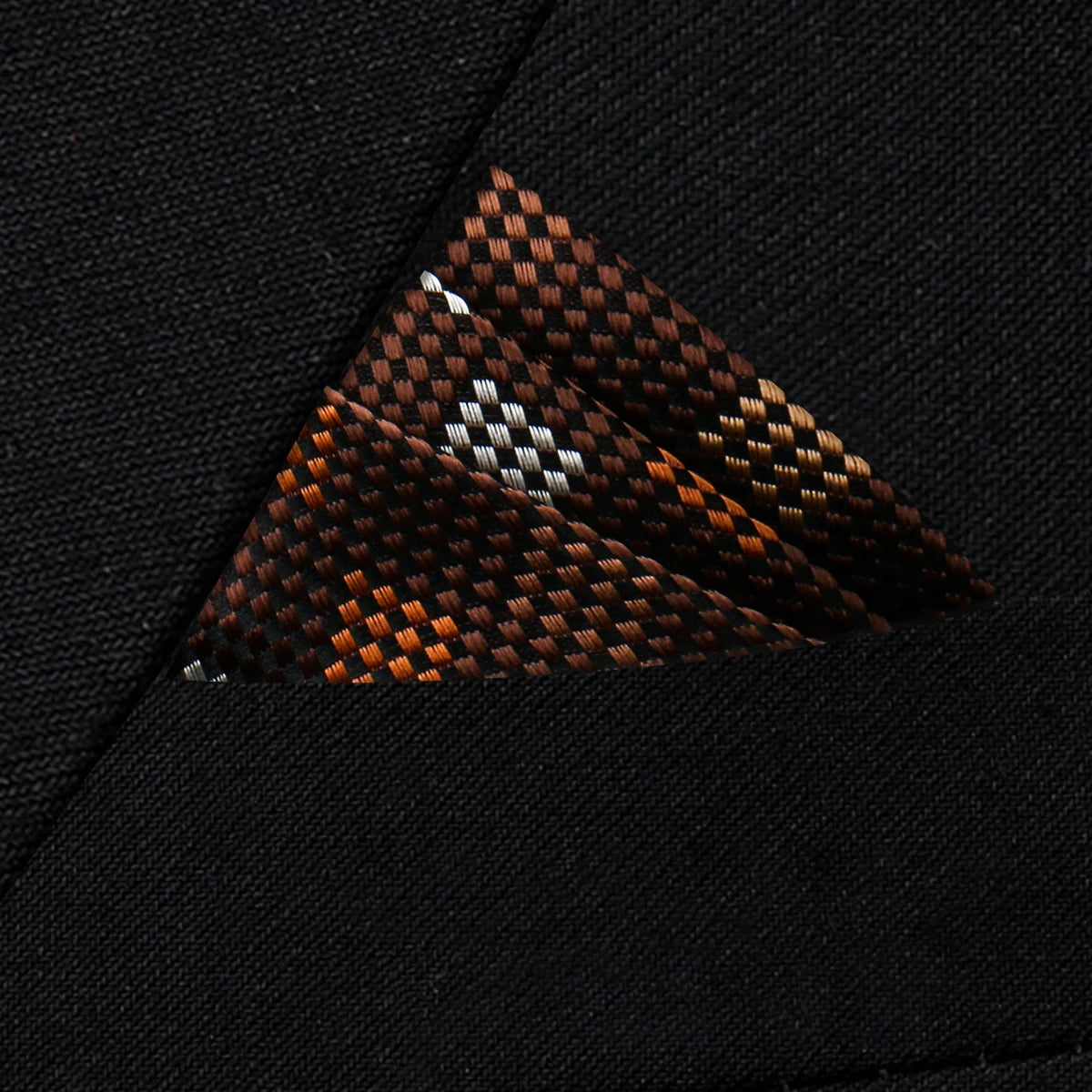 Herren Einstecktuch – Neues Design Jacquard Gewebtes Taschentuch, Braunes Anzug Accessoire für Hochzeit, Party & Formelle Anlässe Kaufschwan® Braun kariert