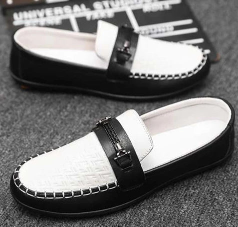 Herren Leder-Loafer – Klassische Runde Mokassins | Flache Slip-On Freizeitschuhe aus Weichem PU-Leder für Büro & Alltag Kaufschwan®