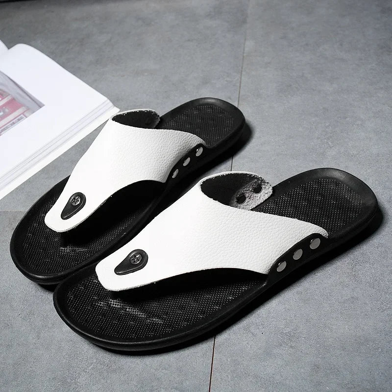 Herren Sommer Hausschuhe | Bequeme Braune Flip-Flops | Rutschfeste Strandsandalen & Badeschuhe Kaufschwan®