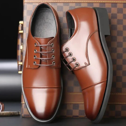 Herren Schnürschuhe mit Runder Spitze – Klassische Business- & Freizeitschuhe | Elegante Lederschuhe für Frühjahr & Herbst Kaufschwan®