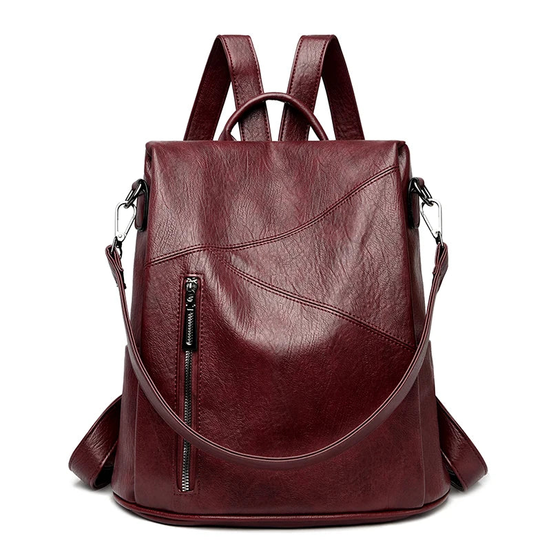 Leder Rucksack | Damen Vintage Schultertasche | Hochkapazitiver Reise- & Schulrucksack