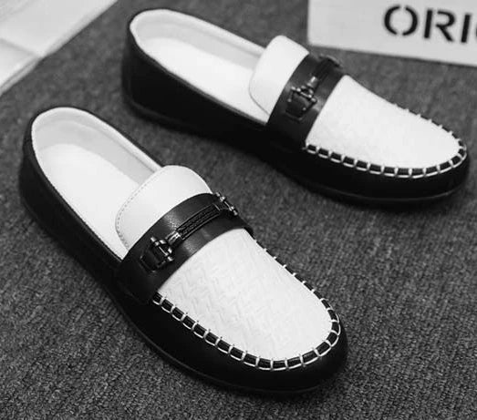 Herren Leder-Loafer – Klassische Runde Mokassins | Flache Slip-On Freizeitschuhe aus Weichem PU-Leder für Büro & Alltag