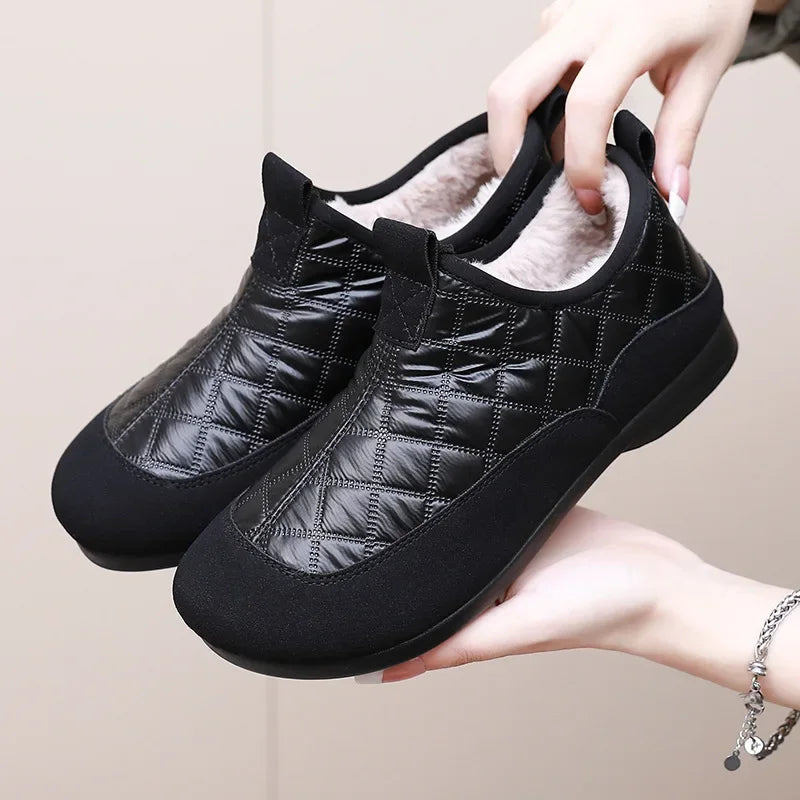 Damen Winter Schneestiefel – Wasserdicht & Rutschfest | Warme Kunstfell Gefütterte Baumwollschuhe im Koreanischen Stil