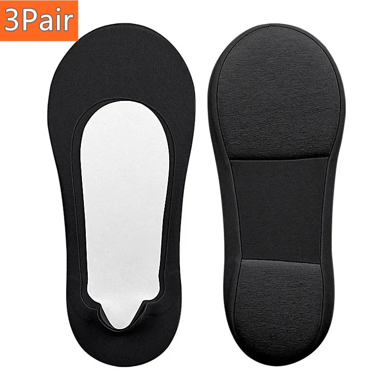Damen Bootsocken mit Einlegesohle – Unsichtbare Plantarfasziitis Socken mit Stoßdämpfung & Rutschfestem Pad Kaufschwan® Schwarz-3 Paar EU35-44