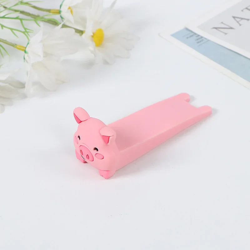 Cartoon Silikon Türstopper – Wiederverwendbarer Stoßdämpfender Keil | Niedlicher Anti-Kollisions Tür- & Griffschutz für Zuhause & Büro Kaufschwan® Rosa Schwein