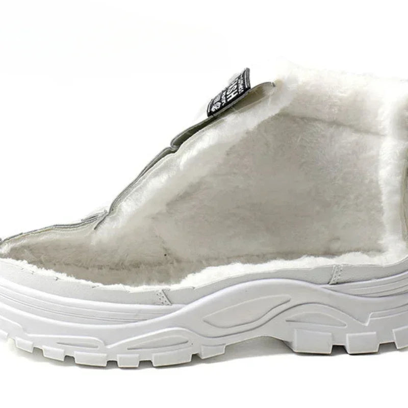 Damen Winter Schneestiefel – Warme High-Top Plateau Sneakers | Kunstfell Gefütterte Knöchelstiefel Größe 45