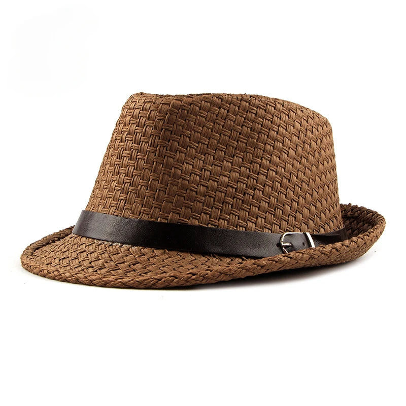 Jazz Hut – Einfacher Strohhut für Damen & Herren, Sommer Sonnenhut, atmungsaktiv Kaufschwan® Braun