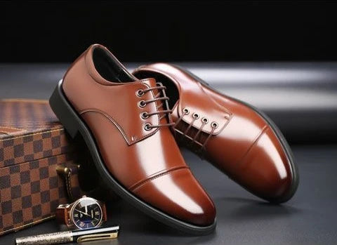 Herren Schnürschuhe mit Runder Spitze – Klassische Business- & Freizeitschuhe | Elegante Lederschuhe für Frühjahr & Herbst Kaufschwan®