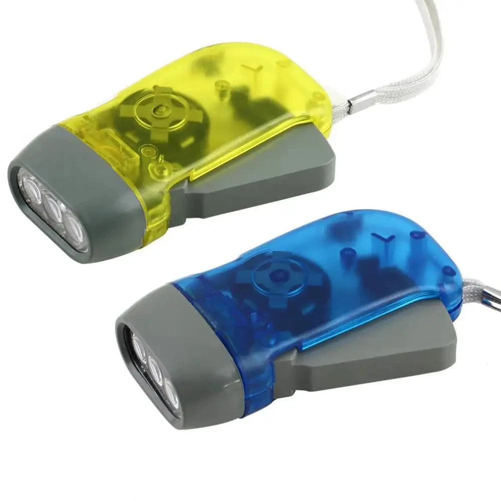 3 Led Hand-Dynamo Taschenlampe – Kurbelbetriebene Wind-Up Lampe | Selbstladende Camping-Leuchte für Outdoor, Zuhause & Notfälle Kaufschwan®