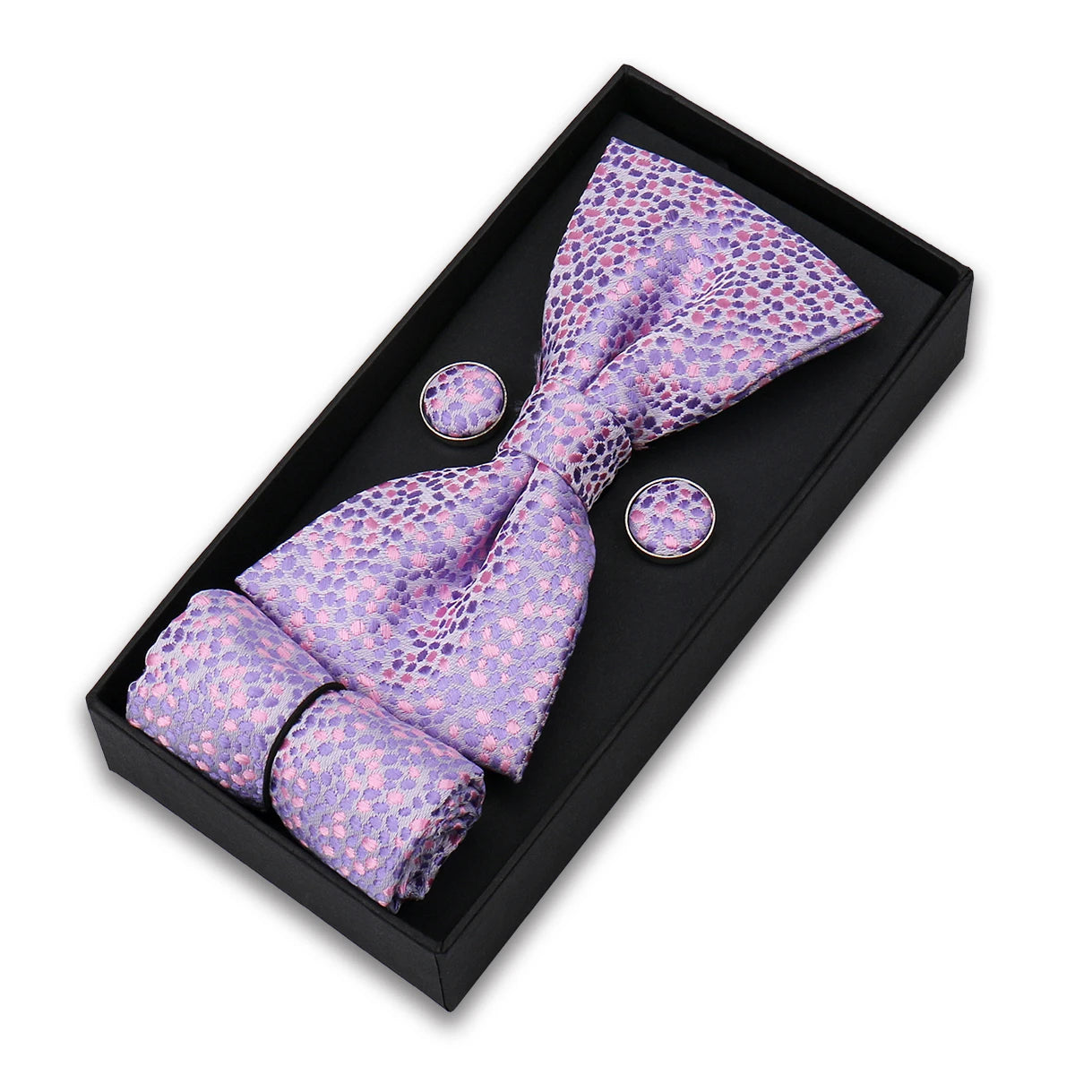 Herren Fliegen-Set – 3-teiliges Geschenkset mit Fliege, Einstecktuch & Manschettenknöpfen | Elegantes Rotes Accessoire für Business & Hochzeit