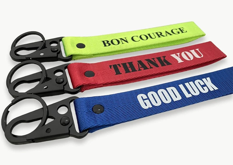Personalisierter Schlüsselanhänger fürs Handgelenk – Mit eigenem Text oder Logo | Lanyard mit Clip für Auto & Motorrad, Unisex Design