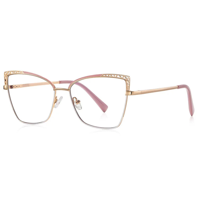Cat-eye Anti-blue Light Glasses With Plain Face And Metal Frame 99007 Kaufschwan® Pink